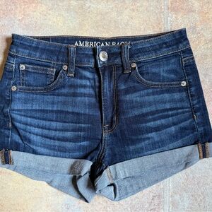 American Eagle Outfitters Blue Jean Shorts Mid-Rise Cuffed